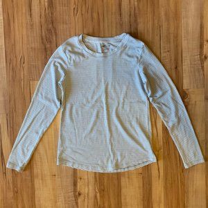 Eddie Bauer white & grey striped long sleeve top M